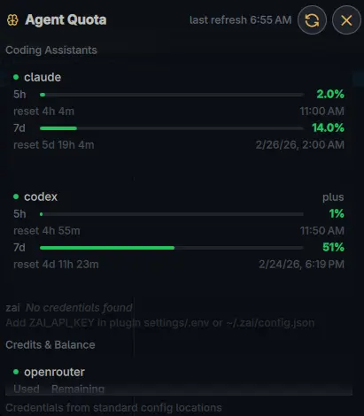 Agent Quota Noctalia plugin